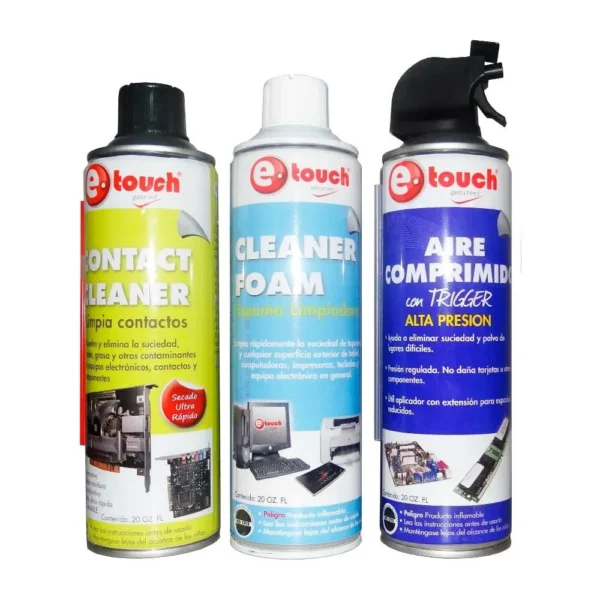 Contact_cleaner Combo contact cleaner / aire comprimido / espuma / pasta termica, E-Touch