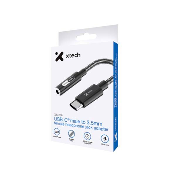 Adaptador USB-C macho a 3,5mm hembra para audífonos